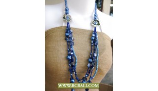 Blue colors Shells and Pearls Beading Necklaces Fashion